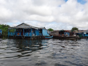 The typical dwellings of the people of the floating villages of Tonle Sap Lake