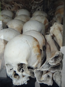 Display of skulls in the Stupa